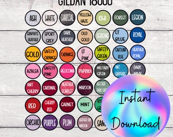 Gildan 180/18000 Carta de colores / Gildan Color Chart / Sweatshirt Color Chart / Gildan G180/
