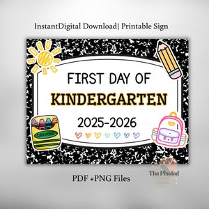 Erster Tag des Kindergartens Zeichen | Erster Schultag Zeichen | Druckbares Ersttagsschild | Sofortiger digitaler Download |Lehrer Foto Prop 1.Tag
