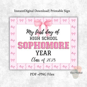 Primo giorno del secondo anno/ Cartello con fiocchi da civetta per il primo giorno di liceo/ Cartello stampabile per il primo giorno/ Download digitale istantaneo/ Secondo anno