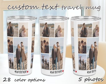 Personalized Travel Tumbler Custom Photo Insulated Cup Customizable 20oz Coffee Tumbler Family Member Cup Keepsake Gifts for Mom/Dad/Friends