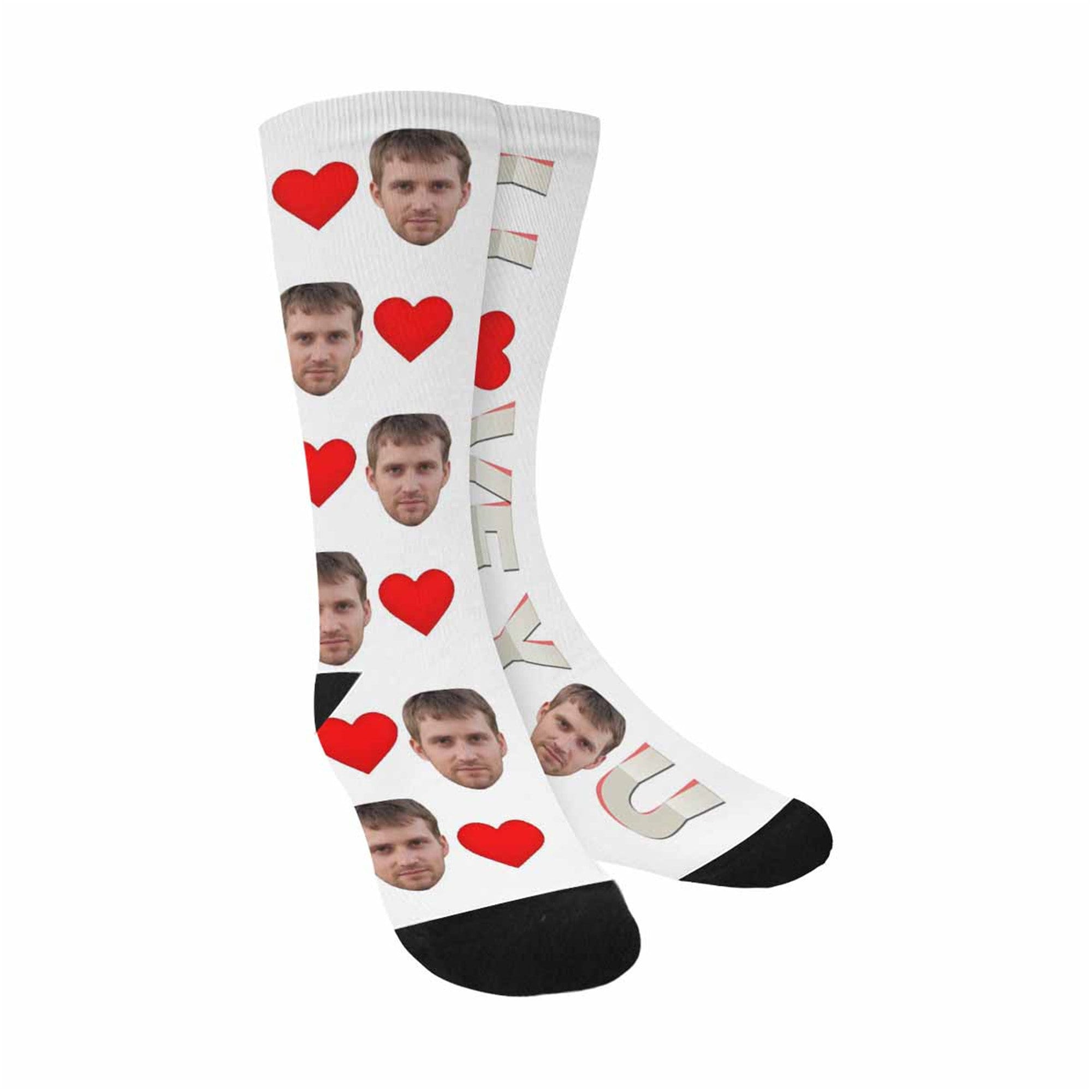 Custom Funny Face on Socks Customized I Love You Unisex Crew Etsy