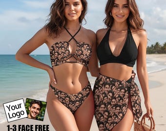 Personalized Bathing Suit Custom Face Bikini Customized Swimsuit For Her Bachelorette Beach Party Gift
