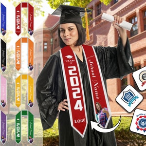 Custom Graduation Stole 2024 Graduation Sash Personalized Name Photo Graduation Stole Class of 2024 Stole Custom College Graduation Sash