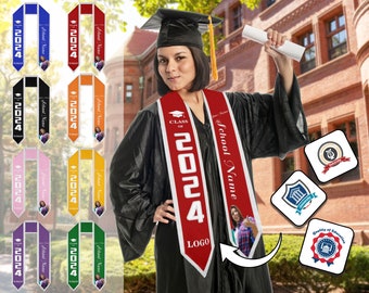 Custom Graduation Stole 2024 Graduation Sash Personalized Name Photo Graduation Stole Class of 2024 Stole Custom College Graduation Sash