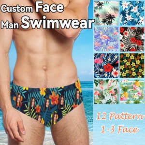 Custom Face Swimsuit For Men Personalized Men&#39;s Swimming Briefs Personalised Photo Speedo Customize Men Swimwear Bachelor Party for Men