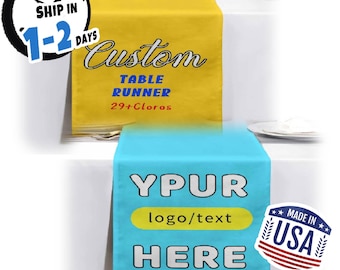Custom Table Runner with Business Logo,Personalized Table Banner for Events, Birthday, Wedding,Custom Table Runner Cover with Logo Text