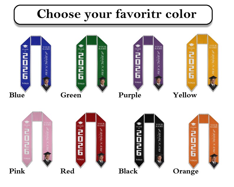 Custom 2026 Graduation Stole: Personalized Name & Photo Sash image 2