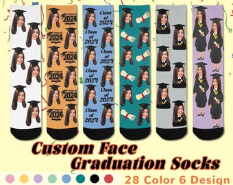 2024 Graduation Socks Personalized Face Socks Custom Face Sock Graduation Unisex Socks With Photo Graduation Sock With Face Graduation Gift