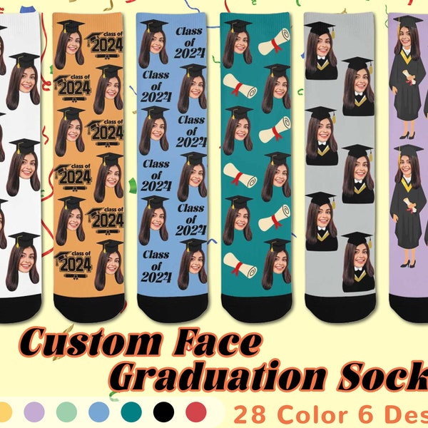 2024 Graduation Socks Personalized Face Socks Custom Face Sock Graduation Unisex Socks With Photo Graduation Sock With Face Graduation Gift