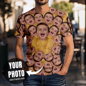 Custom T-Shirt for Men and Women Personalized Photo Design Options Perfect Gift Idea Customizable Face All Over Print Unisex Tee