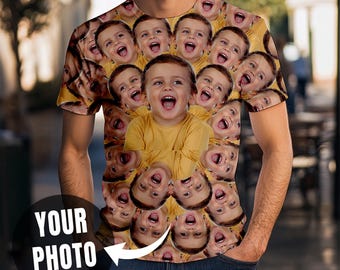 Custom T-Shirt for Men and Women Personalized Photo Design Options Perfect Gift Idea Customizable Face All Over Print Unisex Tee