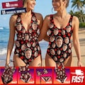 Custom Face Bikini Set, Personalized Photo One Piece Swimsuit, Bachelorette Party Swimwear,Heart Print - XS-5XL
