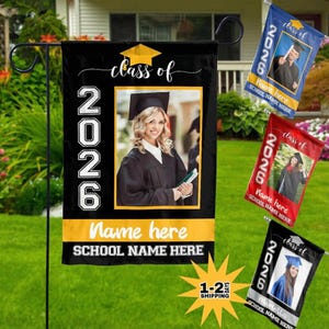Personalized Senior Graduation Garden Flag 2026 Flags for Her/Him Graduation Photo Garden Flag Custom Class of 2026 Gift with Name - 3 size
