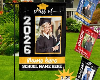 Personalized Senior Graduation Garden Flag 2026 Flags for Her/Him Graduation Photo Garden Flag Custom Class of 2026 Gift with Name - 3 size