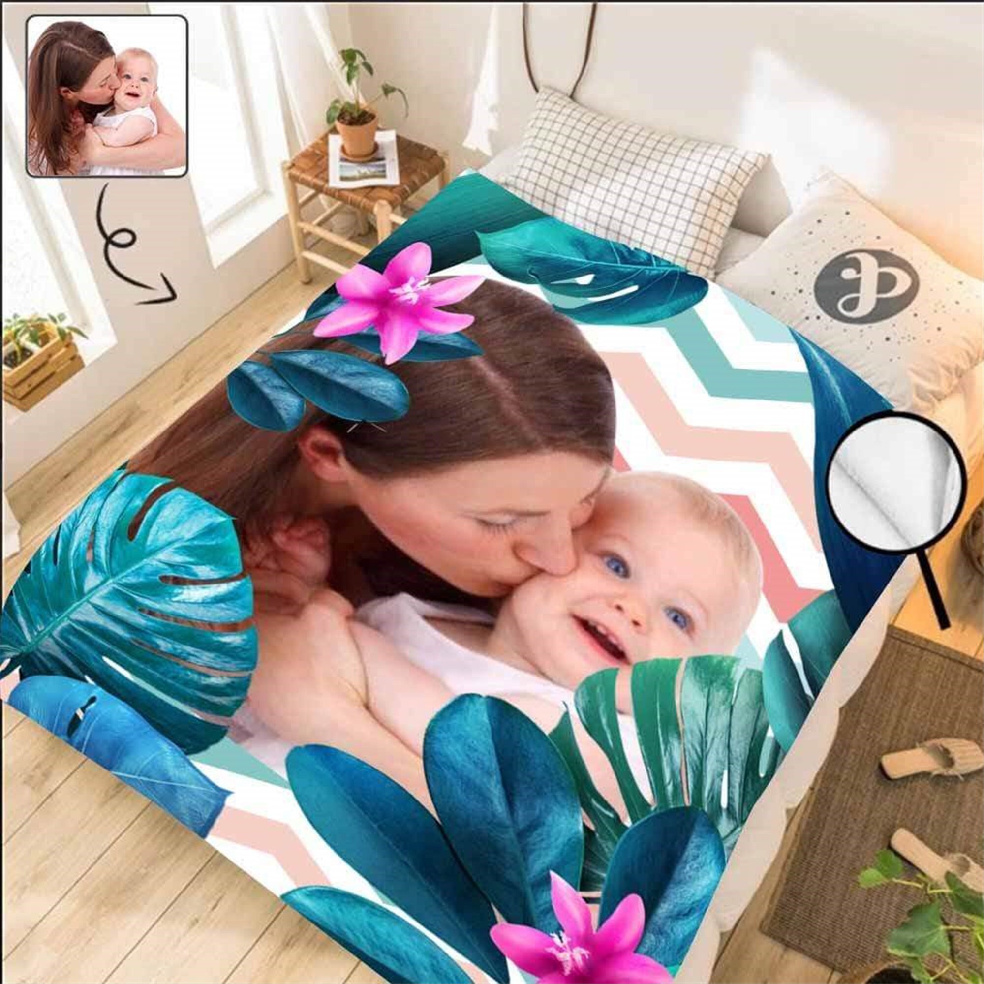 Custom Photo Happy Mother's Day Fleece Blanket Etsy
