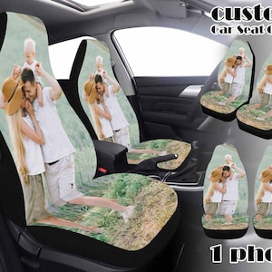 Custom Photo/Face Car Seat Covers for Women/Men Universal Auto Front Seats Protector Fits for Car SUV Sedan Truck New Car Gift for Him