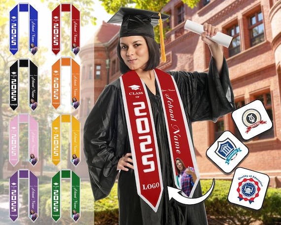 Personalzed Graduaton Stole, Class Of 2024, Custom Graduaton Sash, Personalzed Photo Sash