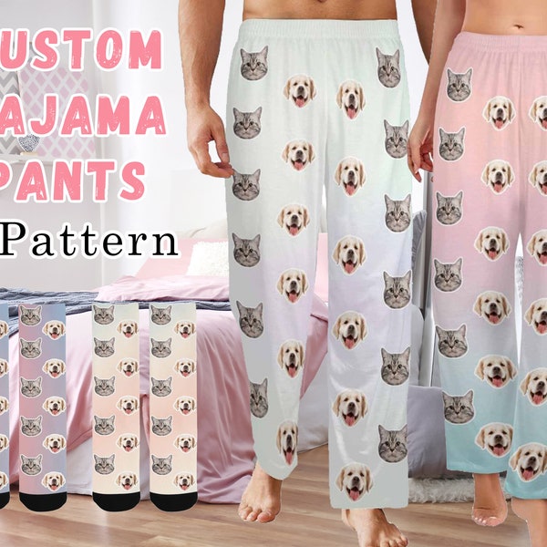 Custom Face Women Pajama Pants Personalized Pajama Pants With Pet Photo Custom Face Pj Pants Custom Dog Cat Face Pajama Pants Gift For Him