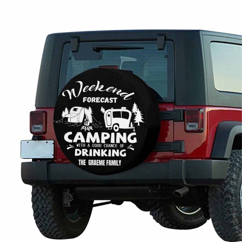 Custom Family Name Spare Tire Cover Personalized Name Spare Tire Cover Your Design Wheel Cover for Jeep Trailer RV SUV Gift for Car Lover image 9
