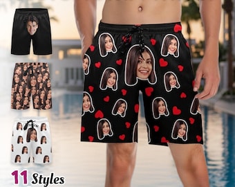 Custom Face Swim Trunks Personalized Photo Beach Shorts Party Vacation Gift For Men