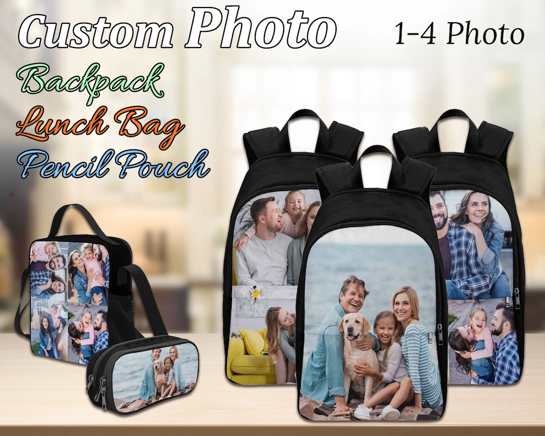 Custom Photo Backpack Set: Personalized Lunch Bag & Pencil Pouch - Etsy