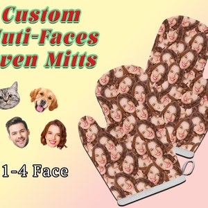 Custom Muti-face Oven Mitts Personalized Photo Mitt Custom Kitchen Gifts One Piece Two Pieces Mitts Customized Face Heat Resistant Oven Mitt