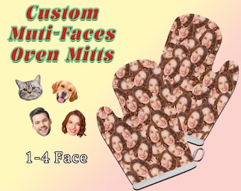 Aangepaste Muti-face ovenwanten Gepersonaliseerde fotohandschoenen Aangepaste keukencadeaus Eendelig tweedelig ovenwanten Aangepaste hittebestendige ovenwanten