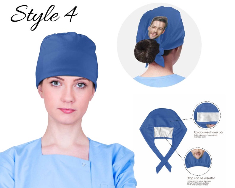 Puede incluir: Un gorro de quir&oacute;fano azul con una barra para toalla absorbente. El gorro tiene una corbata en la parte posterior que se puede ajustar para un ajuste c&oacute;modo. Estilo 4.