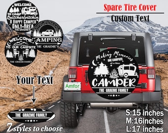 Custom Family Name Spare Tire Cover Personalized Name Spare Tire Cover Your Design Wheel Cover for Jeep Trailer RV SUV Gift for Car Lover