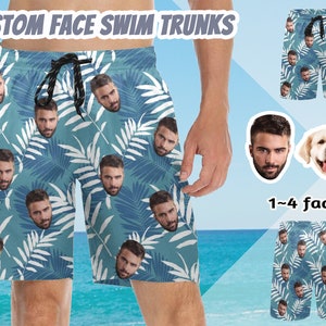 Custom Swim Trunks With Photo Face On Men Swim Trunks Personalized Hawaiian Swim Trunk Photo Beach Shorts Beach Party Birthday Gift For Men
