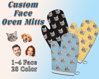 Custom Face Oven Mitts Personalized Photo Mitt Custom Kitchen Gifts One Piece Two Pieces Oven Mitts Customized Face Heat Resistant Oven Mitt