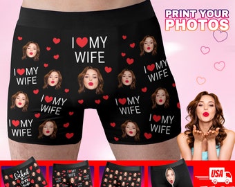 Custom Underwear with Face Personalized Gifts for Men Boyfriend Husband Custimzed Photos Boxer Briefs Valentines Day Gifts for Couples