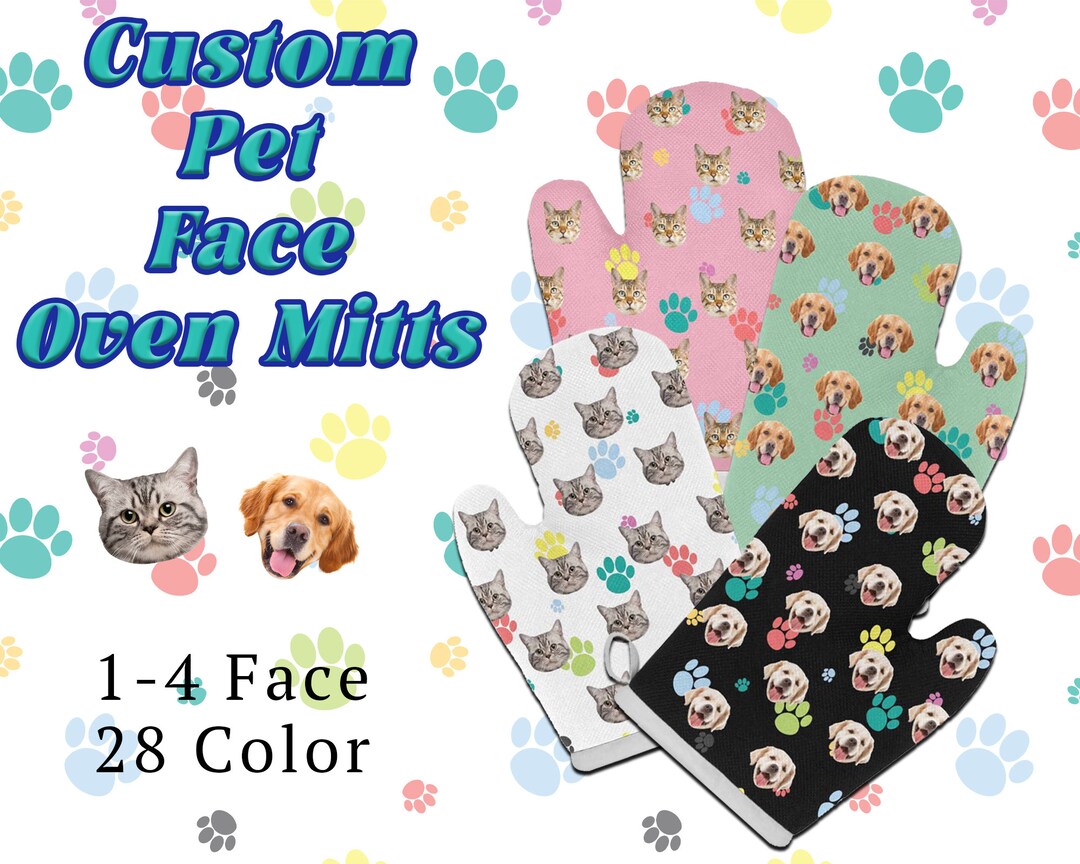 Custom Face Oven Mitts Personalized Pet Photo Mitt Kitchen Gifts One
