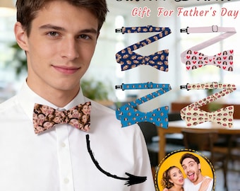 Custom Face Bowtie, Personalized Photo Bow Tie, Father's Day/Wedding/Groomsmen, Funny Custom Gift for Dad