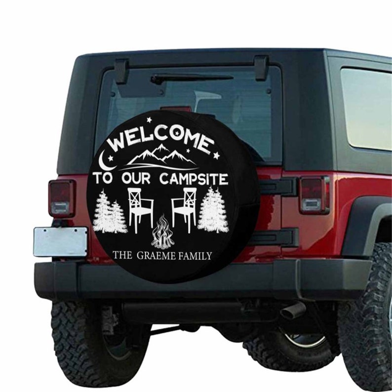 Custom Family Name Spare Tire Cover Personalized Name Spare Tire Cover Your Design Wheel Cover for Jeep Trailer RV SUV Gift for Car Lover image 10