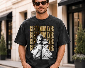 Personalized Vintage Family Photo Dad Shirt, Fathers Day Gift Tee, Retro Best Dad Ever Custom Shirt, Gift for Dad