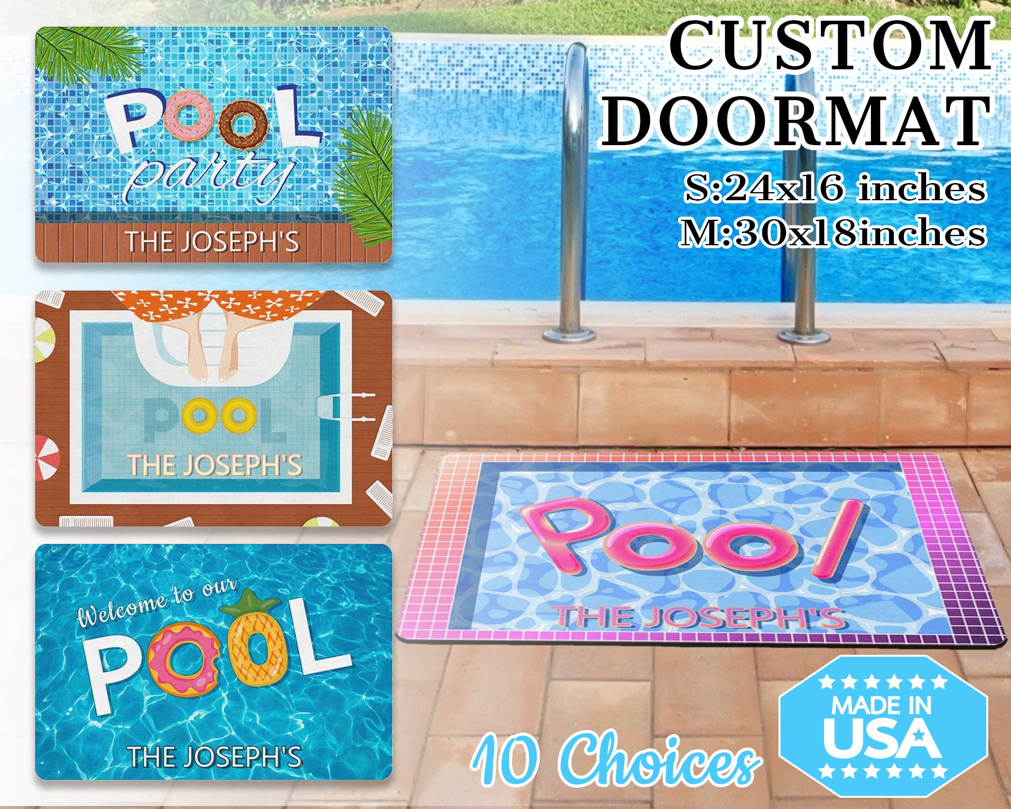 Pool Floor Decoration Removable Reuseable Pool Decor Mat Social Event Pool  Letters Monogram Logo Underwater Mat Decal Holidays 