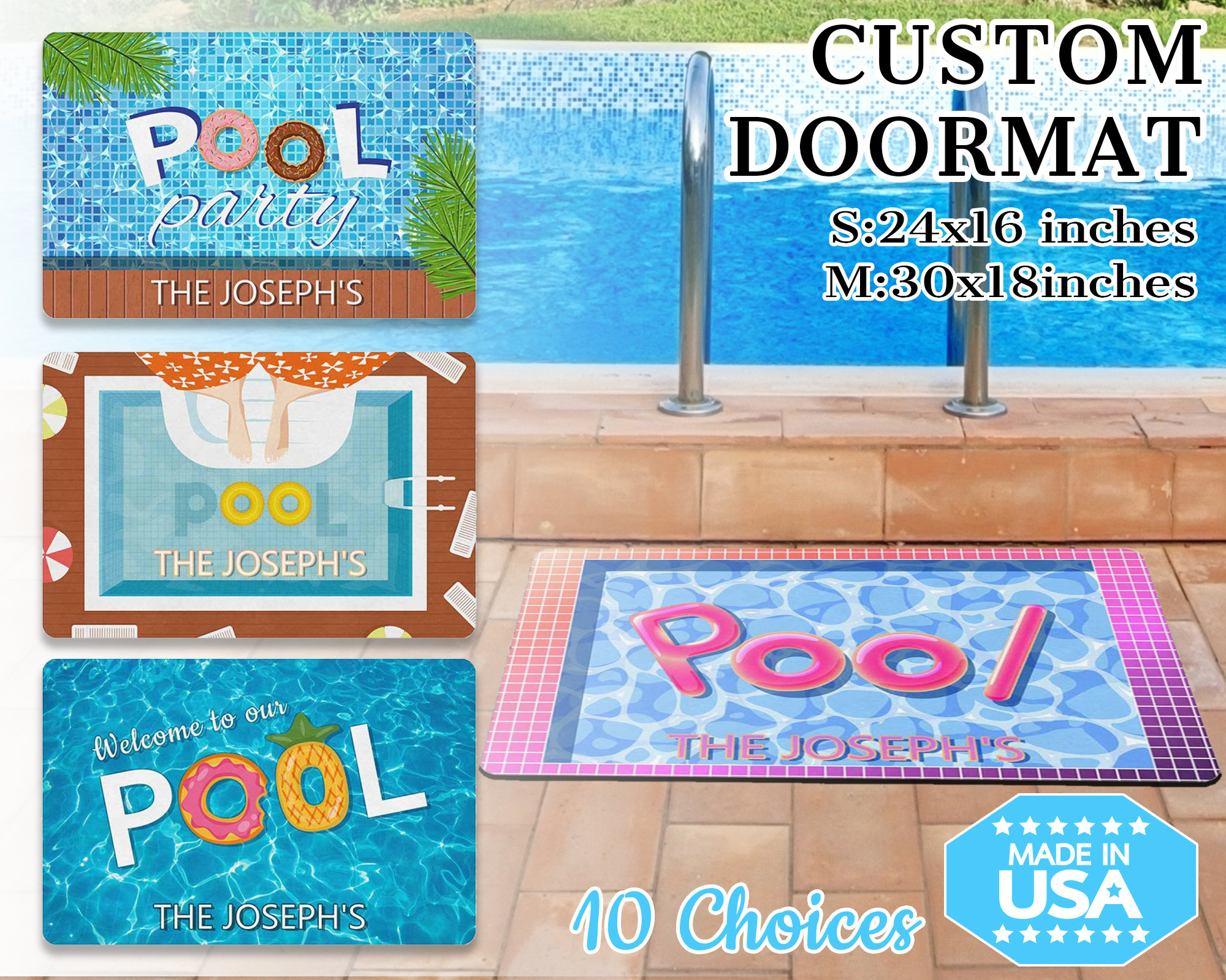 Personalized Pool Mat Custom Summer Doormat Pool Etsy