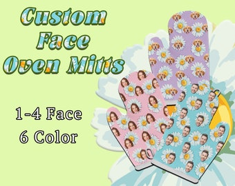 Custom Face Oven Mitts Personalized Photo Mitt Custom Kitchen Gifts Customized Face Heat Resistant Custom Daisy Patterns Oven Mitt With Face