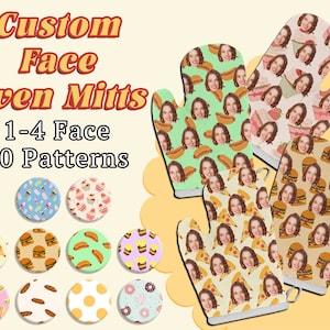 Custom Face Oven Mitts Personalized Photo Mitt Custom Kitchen Gifts Customized Face Heat Resistant Custom Food Patterns Oven Mitts With Face