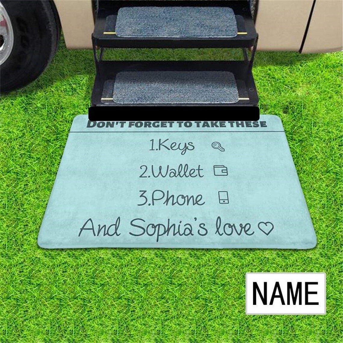 Custom Text Decor Floor Mat Personalized Name Love You Etsy