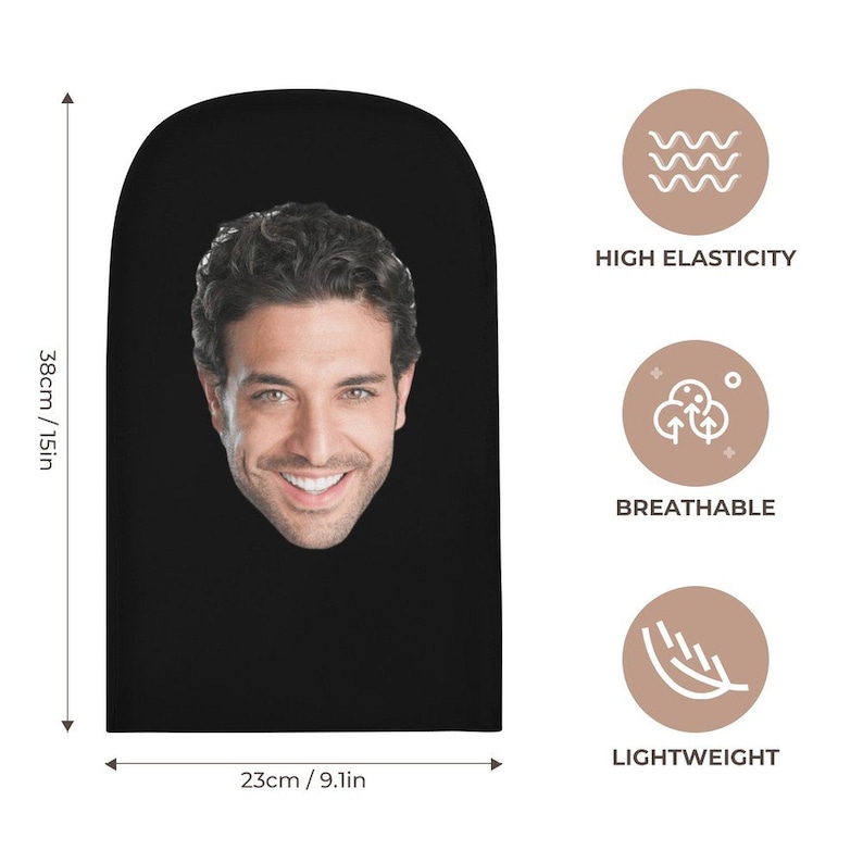 K&ouml;nnte beinhalten: Schwarze Gesichtsmaske mit einer H&ouml;he von 38 cm und einer Breite von 23 cm. Die Maske besteht aus atmungsaktivem, leichtem und hochelastischem Material.