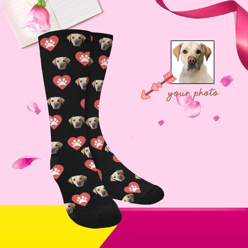 Custom Funny Face on Socks Customized Best Dog Unisex Crew Socks Personalized Photo Socks Valentine Gifts For Men Women