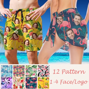 Aangepaste zwembroek met gezicht Gepersonaliseerde zwembroek voor gezicht Flamigo-zwemshort met gezicht Aangepast gezicht sarong strand wrap gezicht vrouwen bedekken