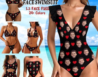 Maillot de bain photo personnalisé avec des cadeaux d'anniversaire coeur rouge