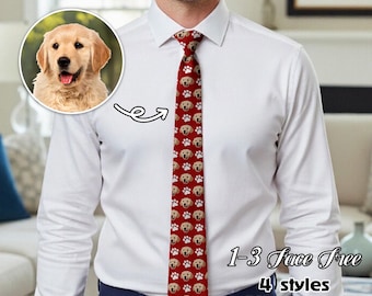 Corbata con foto personalizada, corbata conmemorativa personalizada con foto de la cara de tu mascota, regalo de San Valentín o boda para él.