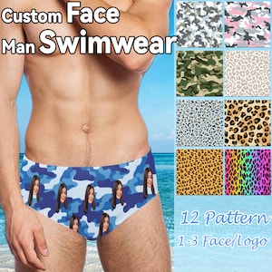 Custom Face Speedo,Personalized Photo Men&#39;s Swimming Briefs,Customized Swim Trunks for Men, Face On Underwear,Bachelor Party Gift for Him