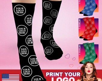 Custom Socks with Logo,Custom Printed Sock Personalized Socks Gifts For Men Women,Customized Sock with Your Text/Name/Picture Crew Socks