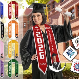 Custom 2026 Graduation Stole: Personalized Name & Photo Sash image 1