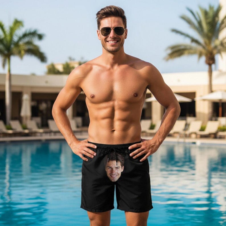 Costume da bagno personalizzato con foto, pantaloncini da spiaggia, regalo per feste e vacanze per uomo immagine 7